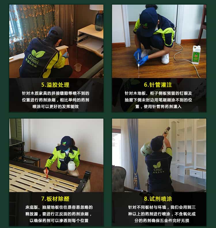 溢膠處理，針管灌注，板材除醛，試劑噴涂