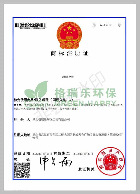 GREENHAPPY商標,商標注冊